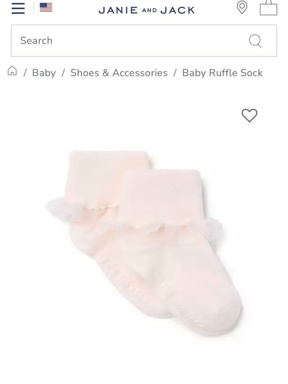 NWT- Janie and Jack Pale Pink Ruffle Baby Socks-0-8M